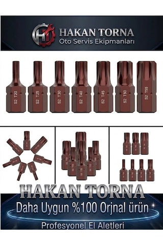 Kısa 7 Parça T20 25 30 40 45 50 55 Torx Bits Uç Kaplamalı Torks Tork Uç