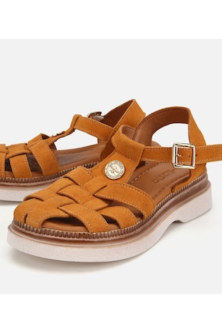 Hotiç Kadın Süet Deri Sarı Comfort Düz Sandalet 01sah320620a350 01sah320620a350