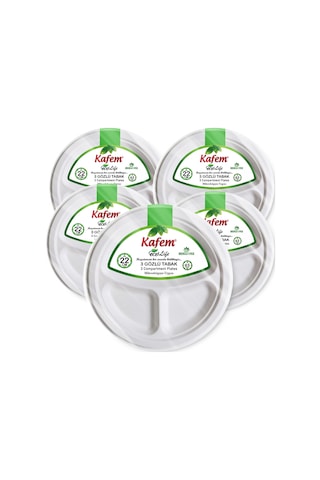 Kafem Ekolojik 3 Gözlü Karton Tabak 22 Cm 25 Li X 40 Paket Koli