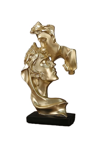 Yunboo Altın Renginde Aşk Simgesi: Resin Çift Figürü - Ev, Ofis Dekorasyonu, Sevgi Hediyesi