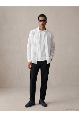 Lcw Vision Beyaz Regular Fit Çizgili Oxford Erkek Gömlek