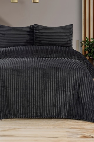 Linda 3 Parça Çift Kişilik Battaniye Seti - Antrasit
