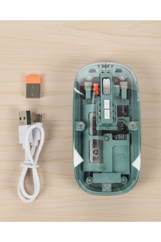 Şeffaf Tasarımlı Bluetooth Kablosuz Mouse Pilli Kullanım Diğer