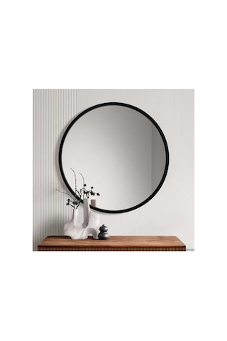 70x70 Yuvarlak Çerçeveli Dekor Aynası/banyo Aynası/dekoratif Makyaj Aynası Siyah 70 X 70 Çok Renkli