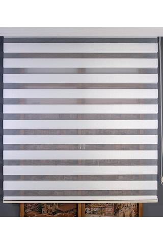 Beyaz Bambu Zebra Perde Beyaz