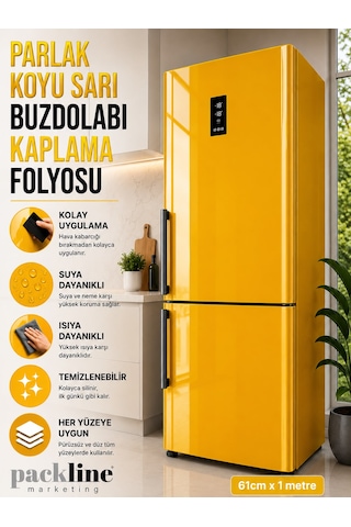 Packline Marketing Parlak Koyu Sarı Buzdolabı Kaplama Folyosu 61cm X 1metre