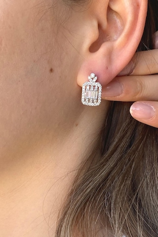 7,5 Mm Kadın Baget Kesim Doğal İnci Küpe Kolye Bileklik Yüzük Dörtlü Set 14 Gümüş