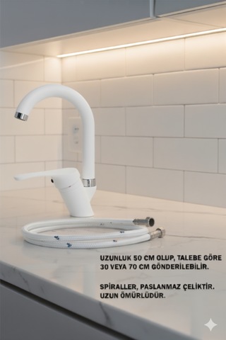 02-44 Lavabo Banyo Bataryası Robot Duş Takımı Musluk Armatür Siyah Beyaz Krom Gold Renkler Beyaz - Krom