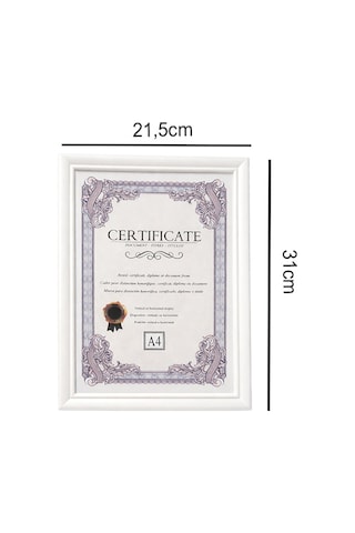 A4 Beyaz Diploma Ve Sertifika Çerçevesi 21,5x31 Cm Duvar Ve Masa Çerçevesi