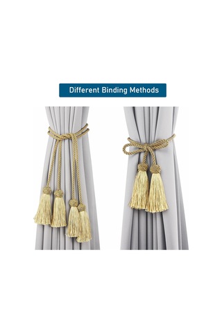 2'li Paket Altın, Zarif Perde Bağları, Püsküllü El Dokuma Pencere Dekorasyonları İçin Halat Dekoratif Perde Bağları, Diğer