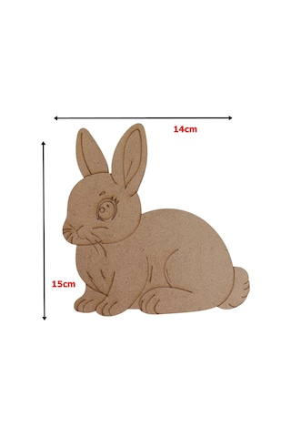 Boyanabilir Ahşap Tavşan Figürü 15x14 Cm 10 Adet