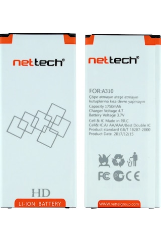 Samsung Galaxy Uyumlu A310 A3 2016 için Nettech 1750 Mah Lityum-Lion Bat