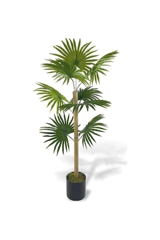 Yapay Ağaç Fanpalm 8yaprak 85 45cm Yelpaze Palmiye Siyah Aleminyum Saksı