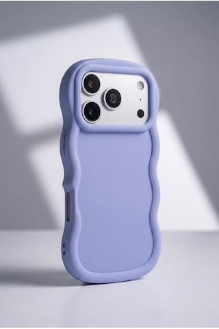 Apple iPhone 17 Pro Uyumlu Dalgalı Tasarım Kamera Korumalı Mat Silikon Kılıf-54175 Mor
