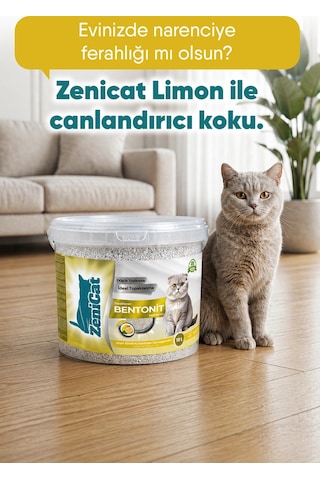 Limon Kokulu Bentonit Kedi Kumu 2x10 Lt İnce Taneli Güçlü Topaklanan Tozsuz Kovalı