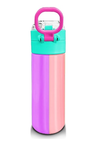 Coral High Kids Renkli Çizgili Pipetli Ve Direkt İçim Çelik Termos 500 Ml 31844 Çok Renkli