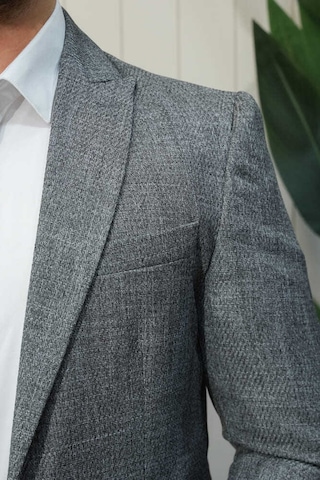 Bys Beystil Sivri Yaka Hasır Gri Ceket - Slim Fit
