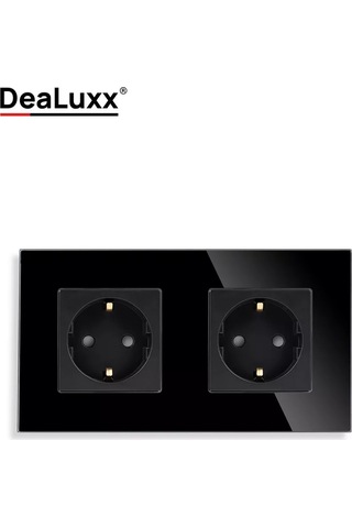 Dealuxx Cam Çerçeveli Siyah Çift Prizli Priz 193877878