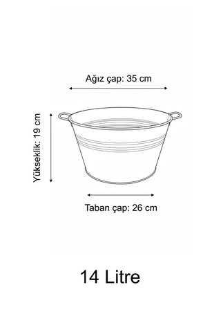 14 Litre Paslanmaz Metal Leğen - Bakır Renk Çok Amaçlı Kova Ve Bahçe/balkon Saksılığı 35 Cm Çap