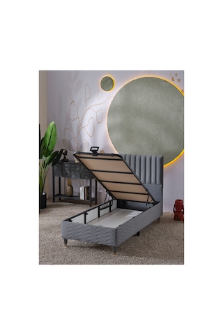 Beehanem Ezgi Modern Yatak + Başlık + Baza Seti 120x200 Açık Gri Xxl Tek Kişilik Premium Konfor 3'lü E.set120+226gri 120 x 200