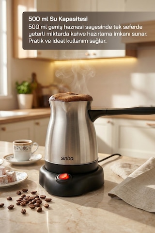 Sinbo Scm-9039 Elektrikli Türk Kahve Makinesi 5 Fincan 500 Ml Paslanmaz Çelik Cezve