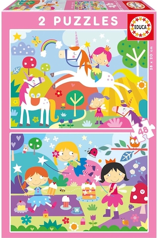 Educa 4-6 Yaş 2x48 Parça Fantazi Arkadaşlar Puzzle - Kız Çocuk Karton Puzzle 1 Adet