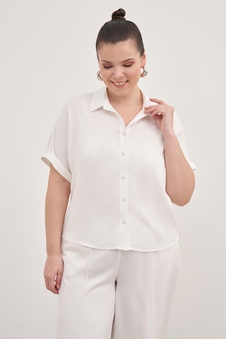 Myline Kısa Kollu Oversize Gömlek-1791 Beyaz