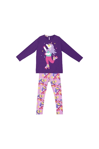 Denokids Mshb&g Patenli Unicorn Kız Çocuk Tunik Tayt Takım Çok Renkli