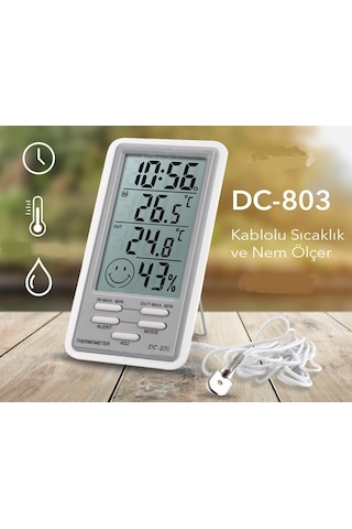 Dc-803 Kablolu Alarmlı Sıcaklık ve Nem Ölçer