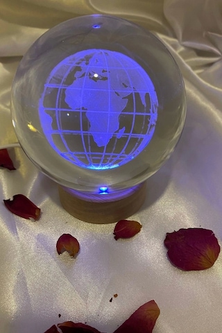 3d Led Işık Cam Küre Çok Işıklı Ahşap Dünya Büyük Boy 10 Cm
