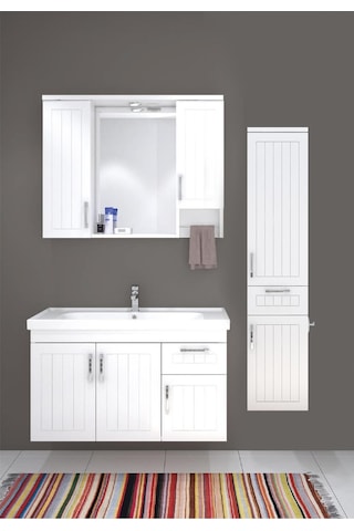 Denko Lotus 100 Cm Mdf Üzeri Lake Banyo Takımı Ve Boy Dolabı Çok Renkli