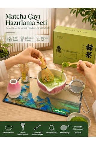 6 Parça Pembe Beyaz Renk Matcha Çayı Hazırlama Seti - Geleneksel Japon Matcha Seti Pembe - Beyaz