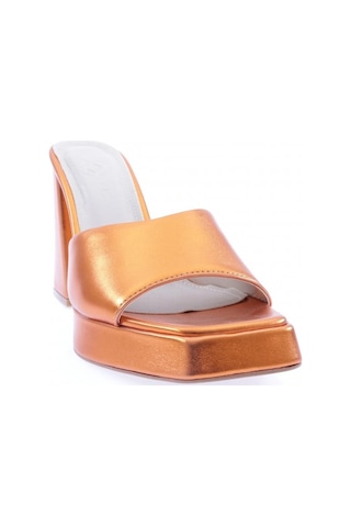 Dgn 668-2164-23y Kadin Platform Yüksek Topuk Terlik Orange Metalik