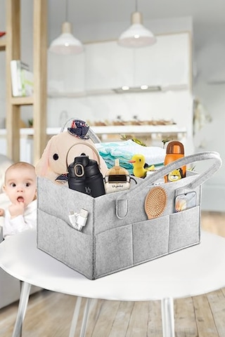Pratik Düzenleyici Keçe Bebek Bakım Organizeri Anne Bebek Bakım Çantası Gri