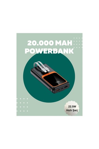 Dijital Ekranlı 20.000 Mah Powerbank 22.5w Hızlı Şarj + Çoklu Bağlantı Seçeneği Altın