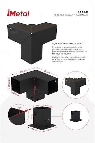 Sarar Tek Bölümlü Ahşaplar Dahil 85 x 85 MM Pergola Seti