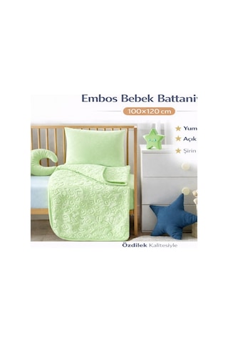 Özdilek Embos Bebek Battaniyesi 100x120 -yeşil Yeşil