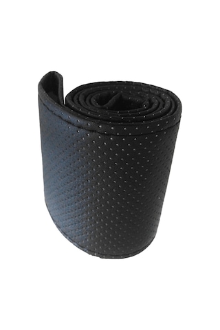 Lemestar 38cm Evrensel El Dikişli Direksiyon Kılıfı - Mikrofiber Deri, Dayanıklı Ve Nefesli, Araç Direksiyon Koruyucu Siyah