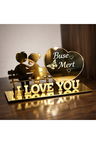 I Love You Temalı Masa İsimliği Kişiye Özel 1 Adettir No 25