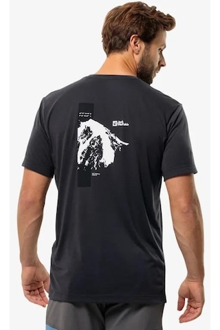 Jack Wolfskin Vonnan S/s Graphic T M Erkek Tişört 1809941-6350 Siyah