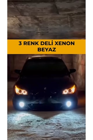 H3 - 3 Renk Xenon Şimşek Etkili 3 Renk Deli Mavi - Sarı- Kristal Beyaz Led Zenon Led Xenon