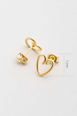 Büyülü Kalp 18 Ayar Sarı Altın Kaplama Gümüş Küpe Sarı