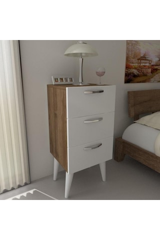 Dekorister Bellini 3 Çekmeceli Şifonyer Beyaz-Ceviz