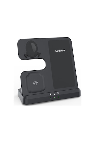 Maiyame Samsung Uyumlu Telefon, Saat Ve Kulaklık İçin 15w Hızlı Şarj, Dikey Masaüstü 3'ü 1 Kablosuz Şarj Aleti, Siyah, Avrupa Standartı