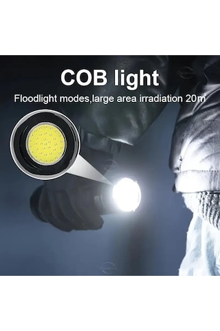 Valkyrie Ultra Güçlü Yüksek Parlaklık M80 Led Şarjlı El Feneri 6000mah Powerbank Siyah