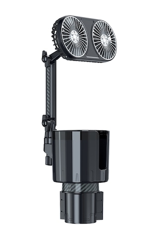 Reedark 360 Dönebilen Çift Başlıklı Araç Fanı - 3 Hız Ayarlı, Renkli Led Işıklı, 12v/24v Usb Şarjlı Otomobil Soğutucu