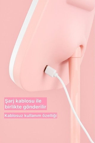 Led Işıklı Makyaj Aynası Dokunmatik, 3 Işık Modlu, Şık Tasarım Pembe Çok Renkli