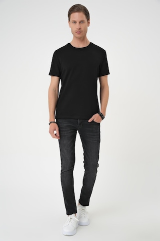 Efor Comfort Fit Bisiklet Yaka Esnek Pamuk Casual Siyah Tişört Ts 885 Siyah