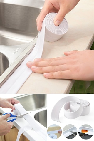 Su Sızdırmaz Geçirmez Dayanıklı Lavabo Tezgah Küvet Duş Banyo Mutfak Pencere Kenar Bandı 3,2 Mt