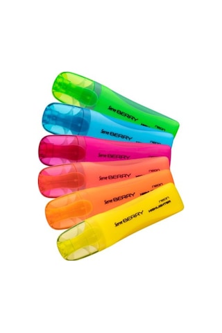 Serve Berry Mini Fosforlu Kalem Neon 6'lı Set Çok Renkli